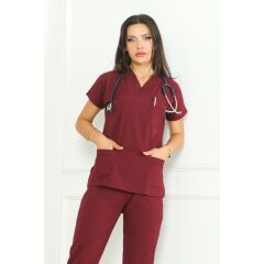 Bordo Scrubs Kadın