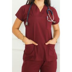 Bordo Scrubs Kadın