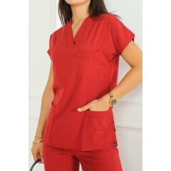 Kırmızı Scrubs Kadın